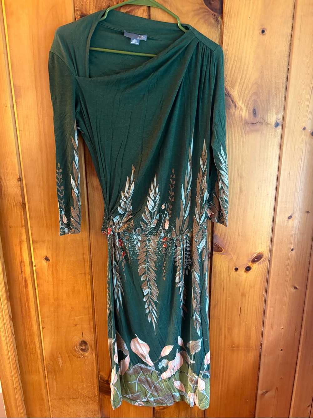 Anthro Women's Green Floral Midi Dress